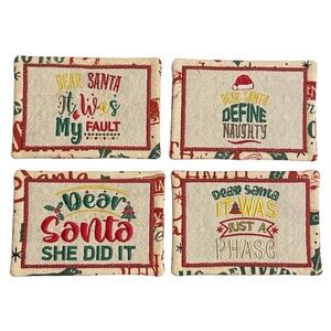 Festive Christmas Hand Crafted Mug Rug Set. Size 4.5” X 6.5”